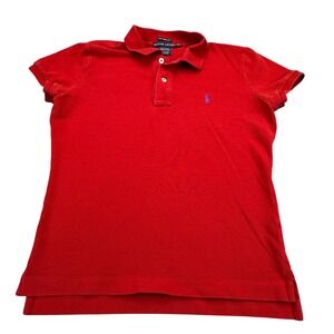 Ralph Lauren Youth Boys Polo Medium The Skinny Polo Shirt Red Short Sleeve